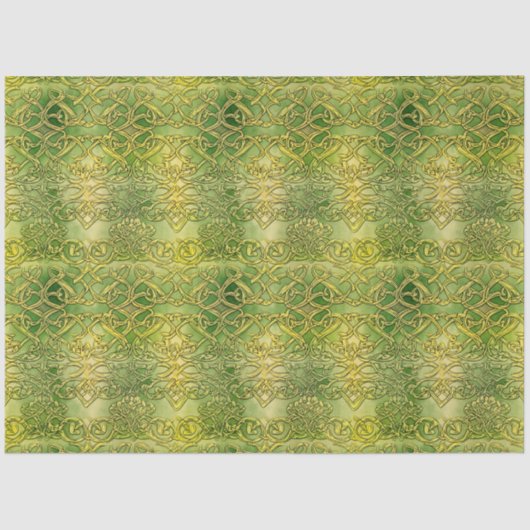Celtic Irish Green and Gold Verziert Patches 1 Seidenpapier (Vorderseite)