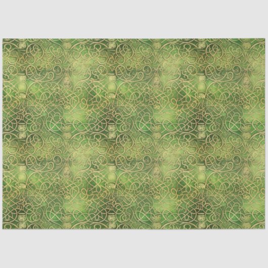 Celtic Irish Green and Gold Verziert Patches 6 Seidenpapier (Vorderseite)