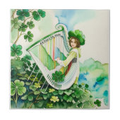 Celtic Irish Harp Art Tile Fliese (Vorderseite)
