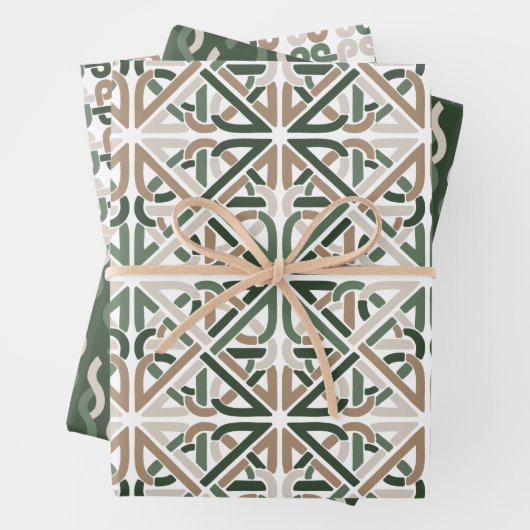 Celtic IRISH Knoten grünbraunes Beige Geschenkpapier Set (Beispiel)