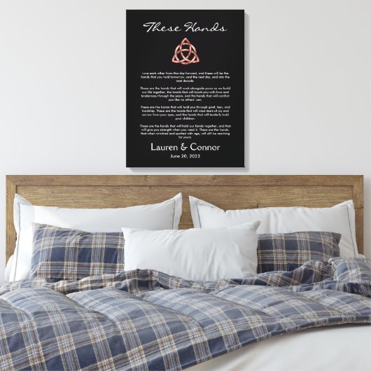 Celtic Irish Wedding Vows Handfast Zeremonie Leinwanddruck (Insitu (Schlafzimmer))