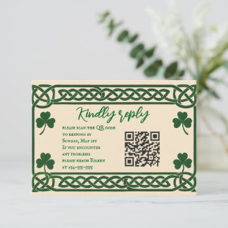 Celtic Kiss QR Code Wedding RSVP Card Karte