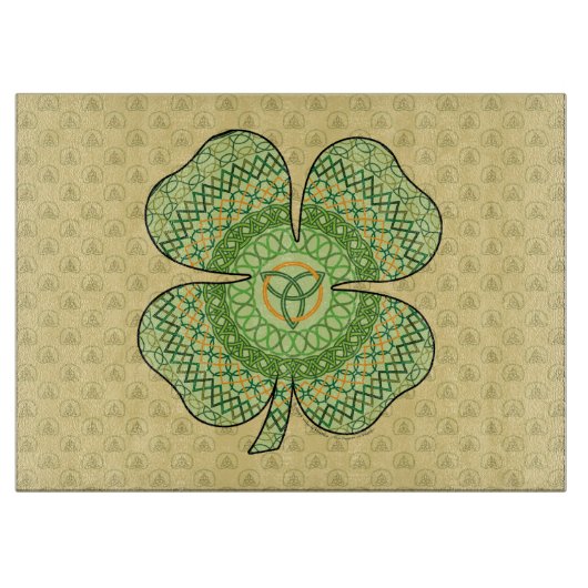 Celtic Kleeblatt Glass Cutting Board Schneidebrett (Vorderseite)