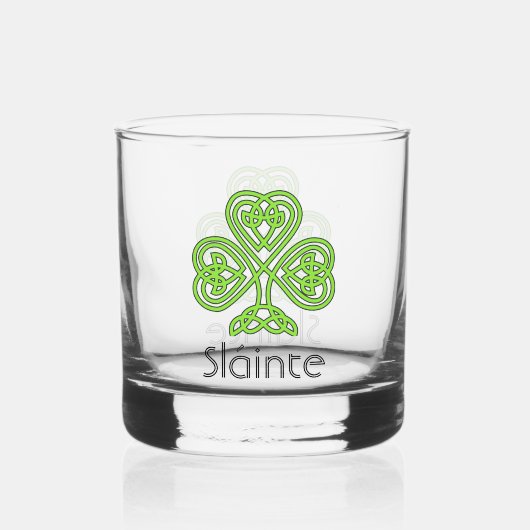 Celtic Kleeblatt Green Irish Clover Trinkbehälter Whiskyglas (Vorderseite)