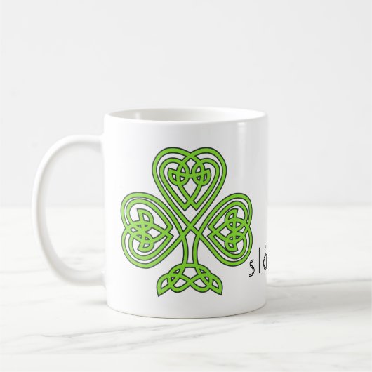 Celtic Kleeblatt Green St. Patrick's Day Slainte Kaffeetasse (Links)