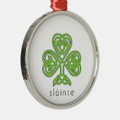 Celtic Kleeblatt Green St. Patrick's Day Slainte Ornament Aus Metall (Rechts)