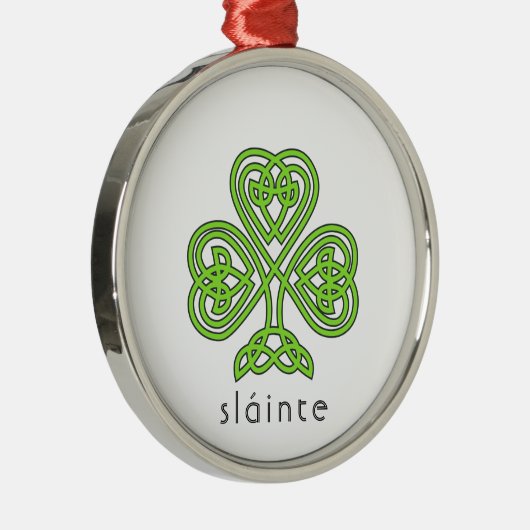 Celtic Kleeblatt Green St. Patrick's Day Slainte Ornament Aus Metall (Rechts)