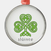 Celtic Kleeblatt Green St. Patrick's Day Slainte Ornament Aus Metall (Vorne)