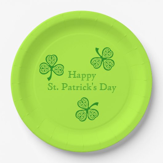 Celtic Kleeblatt Happy St. Patrick's Day Pappteller (Vorderseite)