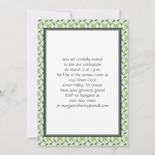 Celtic Kleeblatt Pattern St. Patrick's Day Party Einladung (Rückseite)