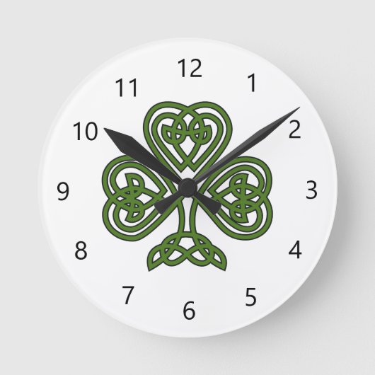 Celtic Kleeblatt - St Patricks Day Runde Wanduhr (Vorderseite)