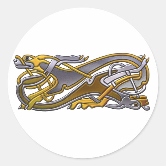 Celtic Knot 2 dogs - Gold und Silber Runder Aufkleber (Vorderseite)