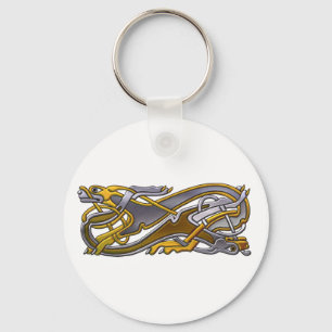 Celtic Knot 2 dogs - Gold und Silber Schlüsselanhänger