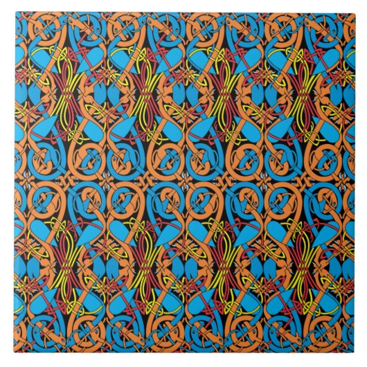 Celtic Knot Animals Lindisfarne Muster Fliese (Vorderseite)