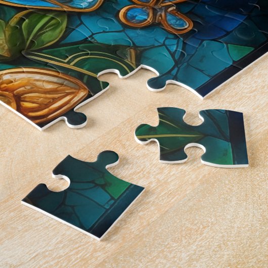 Celtic Knot Aquamarin Blue Gold Blume Knüpfarbeit Puzzle (Seite)