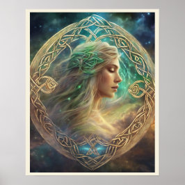 Celtic Knot Blond Hair Fancition Portrait Woman Poster