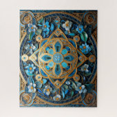 Celtic Knot Blue Gold Blume Knüpfarbeit Puzzle (Vertikal)