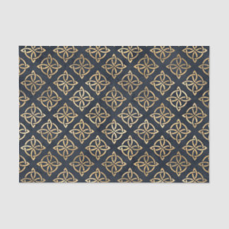 Celtic Knot Blue Gold Irish Pattern Seidenpapier