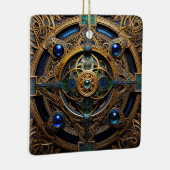 Celtic Knot Blue Gold Knüpfarbeit Keramikornament (Rechts)