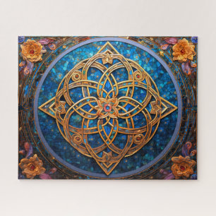 Celtic Knot Blue Gold Knüpfarbeit Puzzle