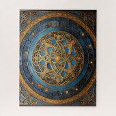 Celtic Knot Blue Gold Knüpfarbeit Puzzle (Vertikal)
