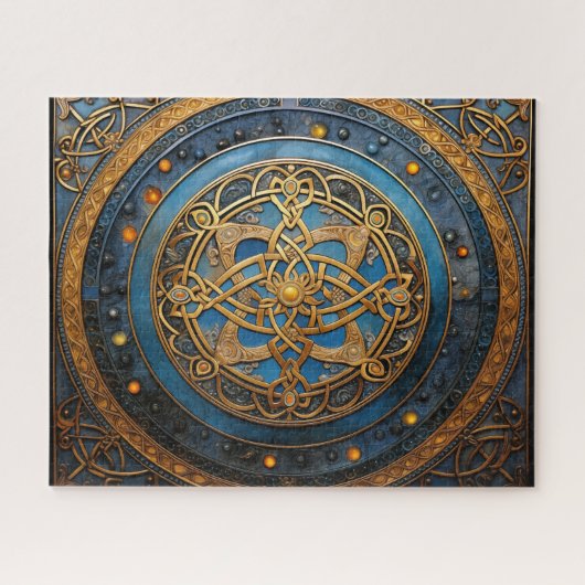 Celtic Knot Blue Gold Knüpfarbeit Puzzle (Horizontal)