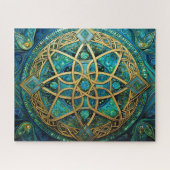 Celtic Knot Blue Green Gold Knüpfarbeit Puzzle (Horizontal)