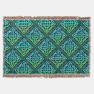 Celtic Knot - Blue Green Throw Blanket Decke