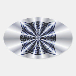 Celtic Knot Blue Metallic Ovaler Aufkleber