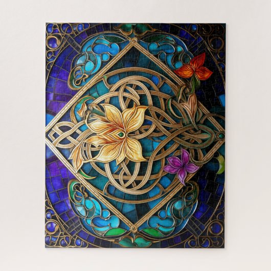 Celtic Knot Blume Gold Knüpfarbeit Puzzle (Vertikal)