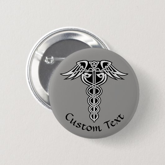 Celtic Knot Caduceus Button (Vorne & Hinten)