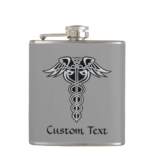 Celtic Knot Caduceus Flachmann