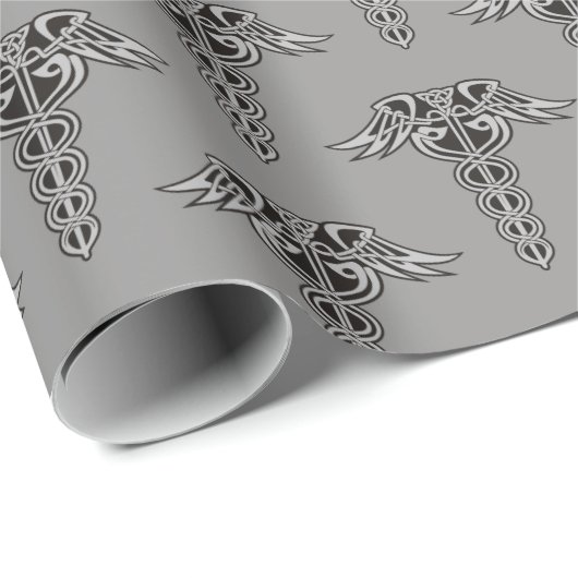 Celtic Knot Caduceus Geschenkpapier (Rolleneckpunkt)