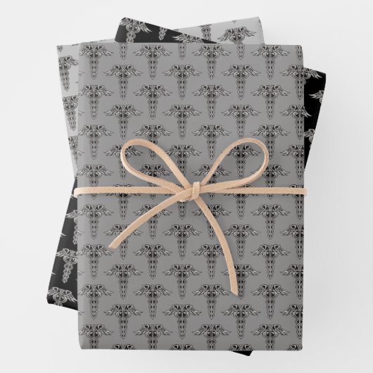 Celtic Knot Caduceus Geschenkpapier Set (Beispiel)