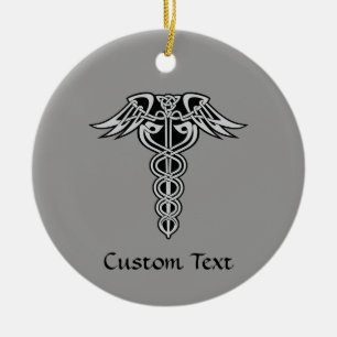 Celtic Knot Caduceus Keramik Ornament