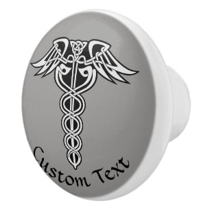 Celtic Knot Caduceus Keramikknauf