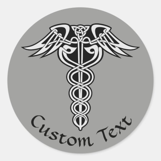 Celtic Knot Caduceus Runder Aufkleber (Vorderseite)