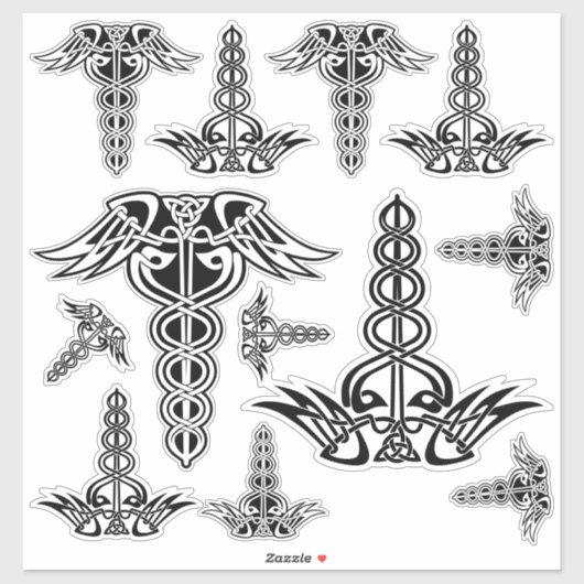 Celtic Knot Caduceus Sticker Set (Blatt)