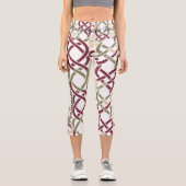 Celtic Knot Chic - Wine, Olive & White Capri Leggings (Vorderseite)