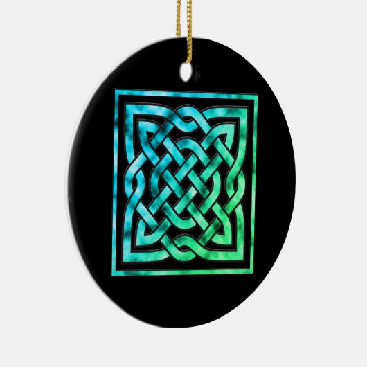 Celtic Knot Circle - Square Blue Green Keramikornament (Rechts)