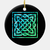 Celtic Knot Circle - Square Blue Green Keramikornament (Hinten)