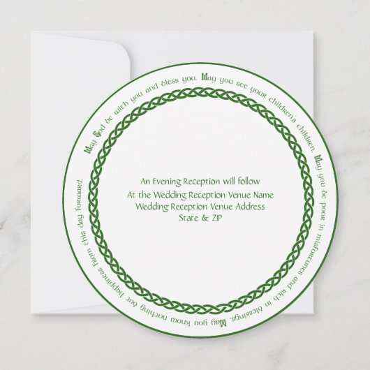 Celtic Knot Circle und Irish Wedding Segen Einladung (Rückseite)
