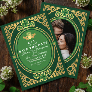 Celtic Knot Claddagh Shamrock Hochzeit Grün Save The Date