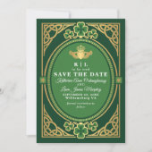 Celtic Knot Claddagh Shamrock Hochzeit Grün Save The Date (Vorderseite)
