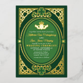 Celtic Knot Claddagh Shamrock Wedding Green  Folieneinladung (Vorderseite)