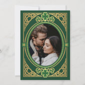 Celtic Knot Claddagh Shamrock Wedding Green Photo Einladung (Rückseite)
