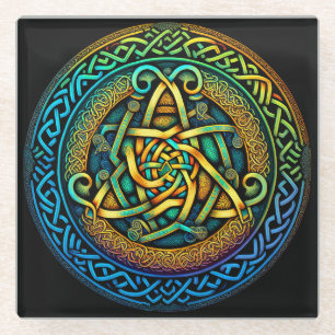 Celtic Knot Colorful Knüpfarbeit Glasuntersetzer