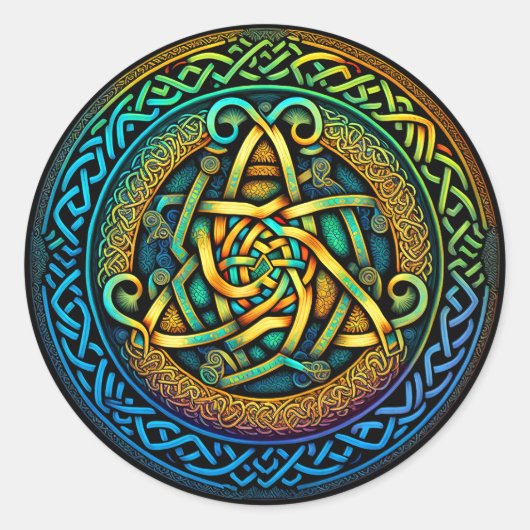 Celtic Knot Colorful Knüpfarbeit Runder Aufkleber (Vorderseite)