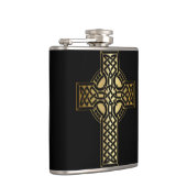 Celtic Knot Cross in Gold und Schwarz Flachmann (Rechts)