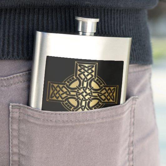 Celtic Knot Cross in Gold und Schwarz Flachmann (Beispiel)